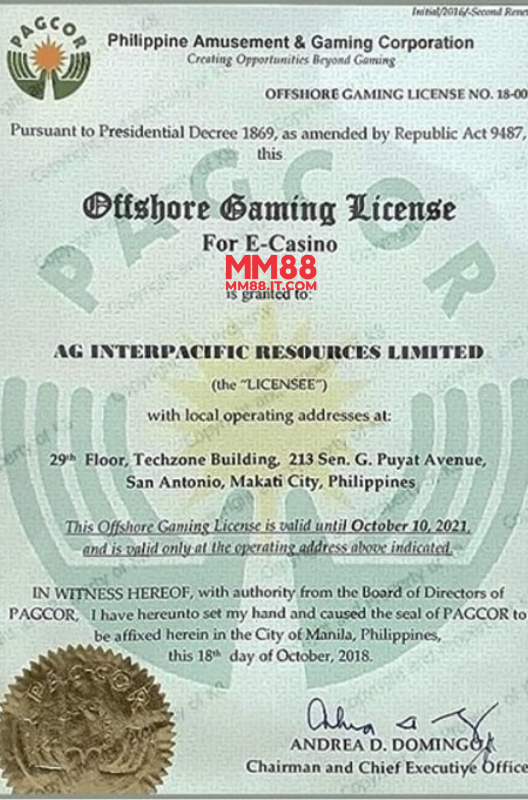 giấy phép mm88